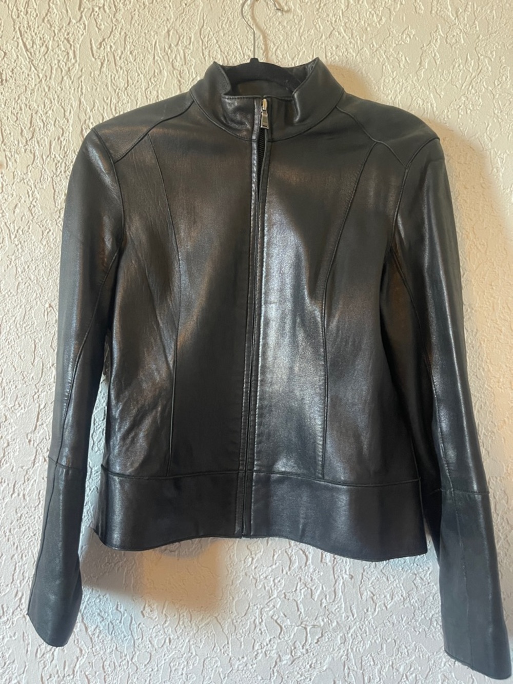 Marc New York Black Leather Zip-Front Jacket